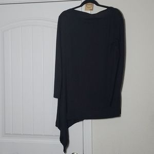 Women's Black asymmetrical French Terry Tunic